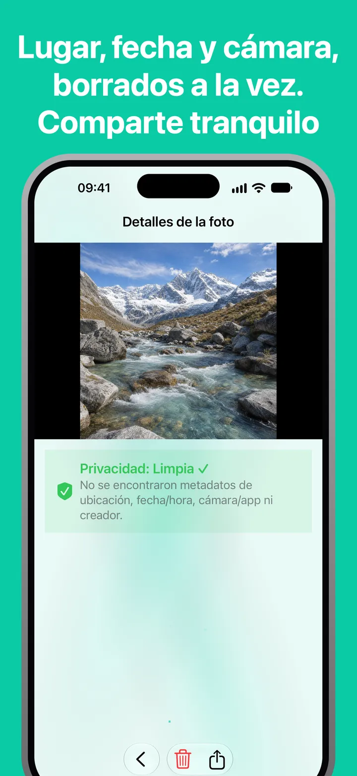 Lugar, fecha y cámara, borrados a la vez. Comparte tranquilo