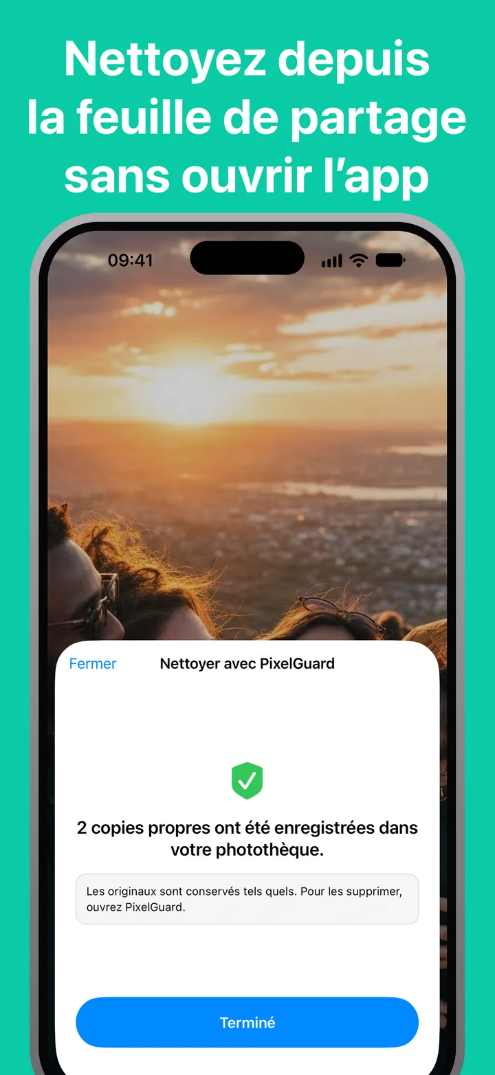 Nettoyez depuis la feuille de partage sans ouvrir l’app