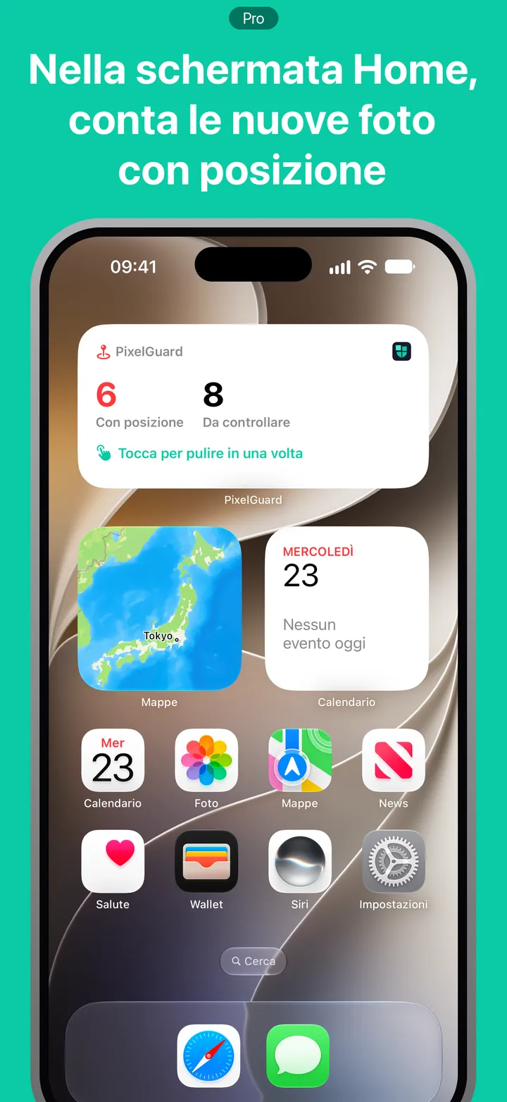 Nella schermata Home, conta le nuove foto con posizione